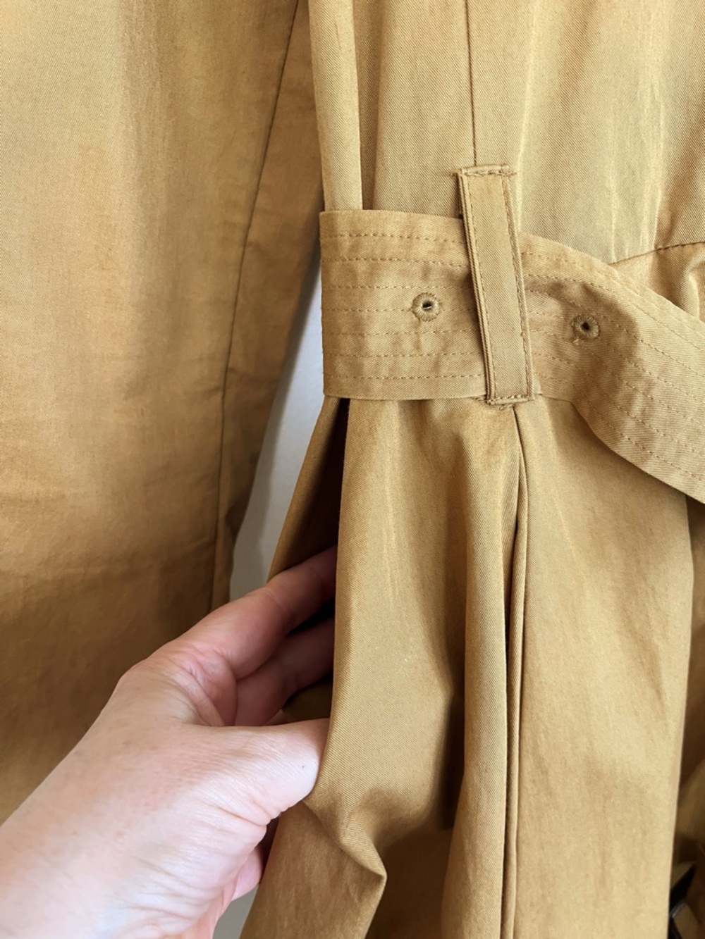 ETT:TWA Anthropologie Marley Trench Coat Tan Double Breasted Belted Swing 2 - Picture 8 of 14